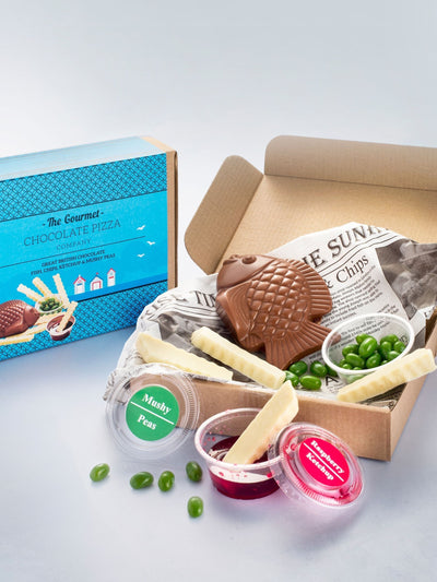 Neste The Gourmet Chocolate Pizza Co Gourmet sjokolade fisk og chips - Kjøp online på McGrocer