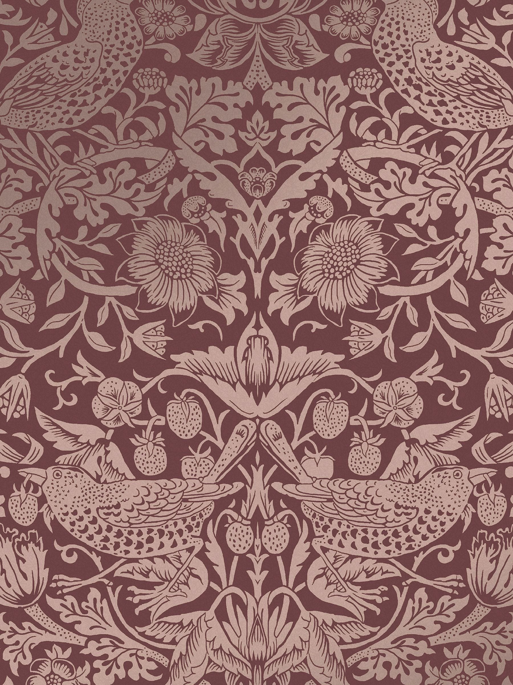 William Morris Strawberry Thief burgundy wallpaper sample A4 (British brand)