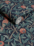 William Morris wallpaper sample Navy Blue Bird Pomegranate A4 - British product