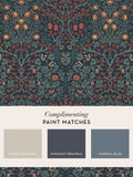 William Morris Navy Blackthorn wallpaper sample A4, imported from the UK