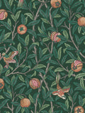 William Morris Deep Green Bird and Pomegranate wallpaper sample A4 - British product
