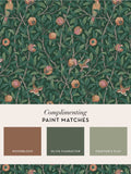William Morris Deep Green Bird and Pomegranate wallpaper sample A4 - British product