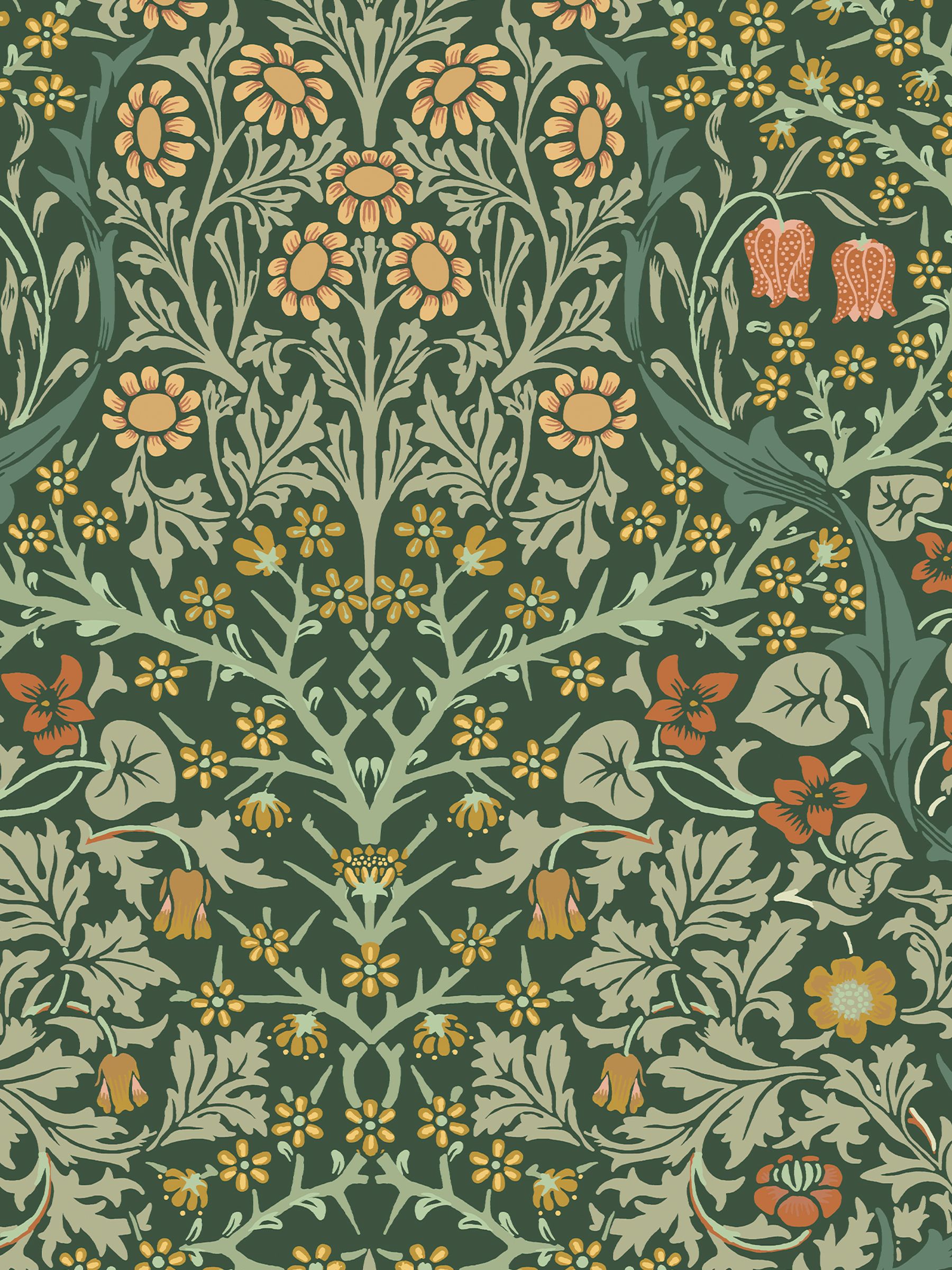 William Morris Blackthorn wallpaper sample Deep Green - British product