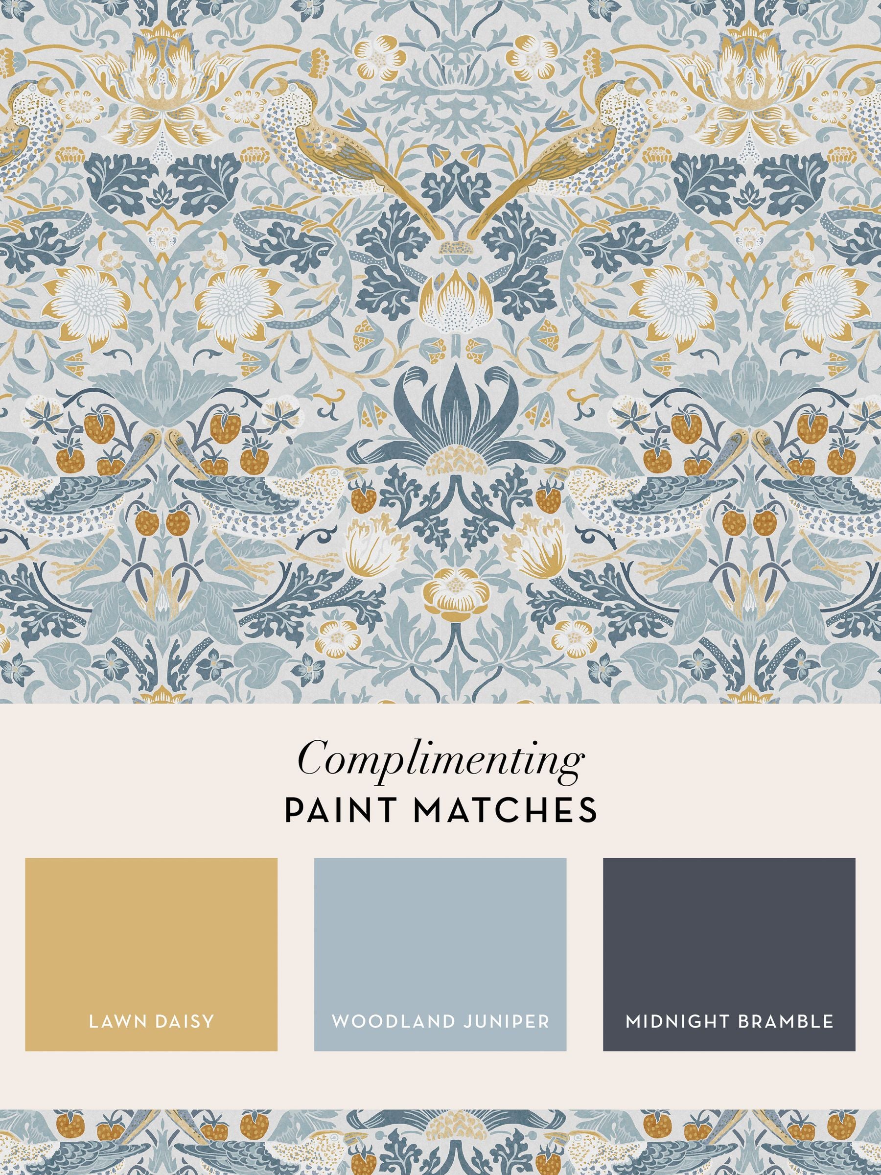 William Morris Strawberry Thief sample Soft Blue A4, imported from the UK