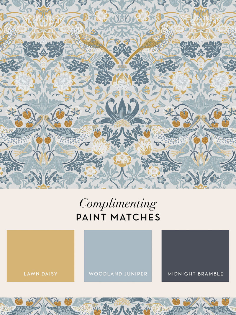 William Morris Strawberry Thief sample Soft Blue A4, imported from the UK