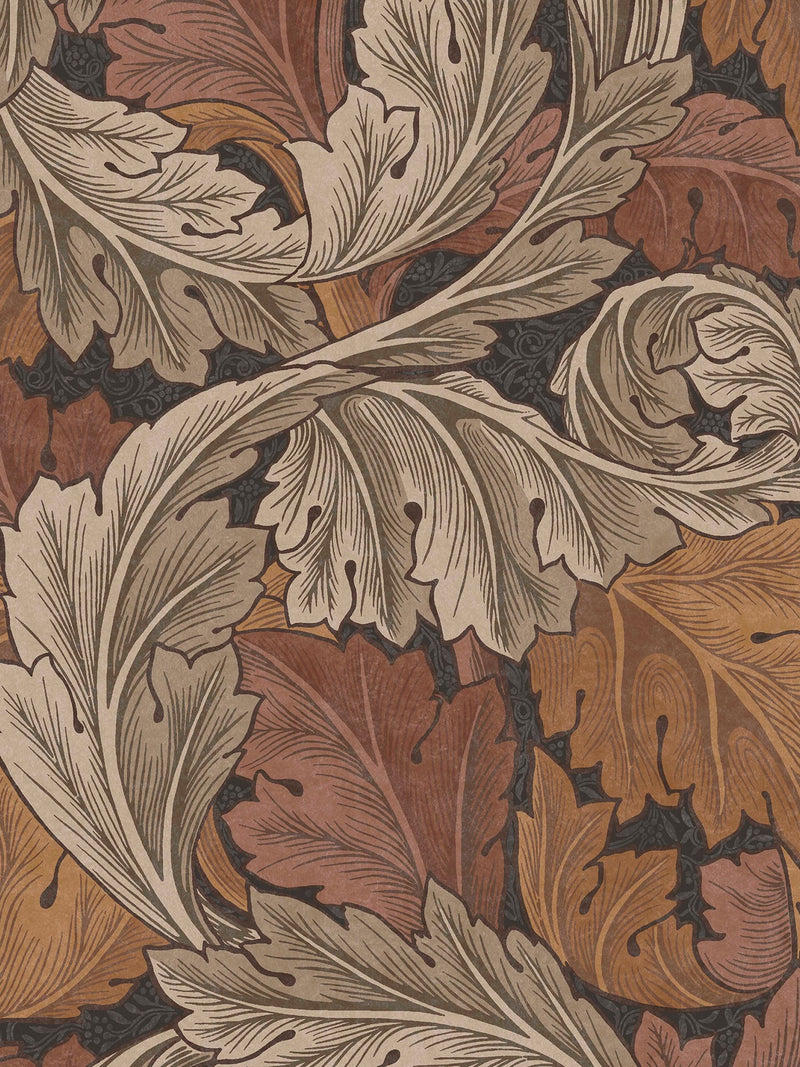 William Morris At Home burnt orange acanthus wallpaper sample A4, imported from the UK