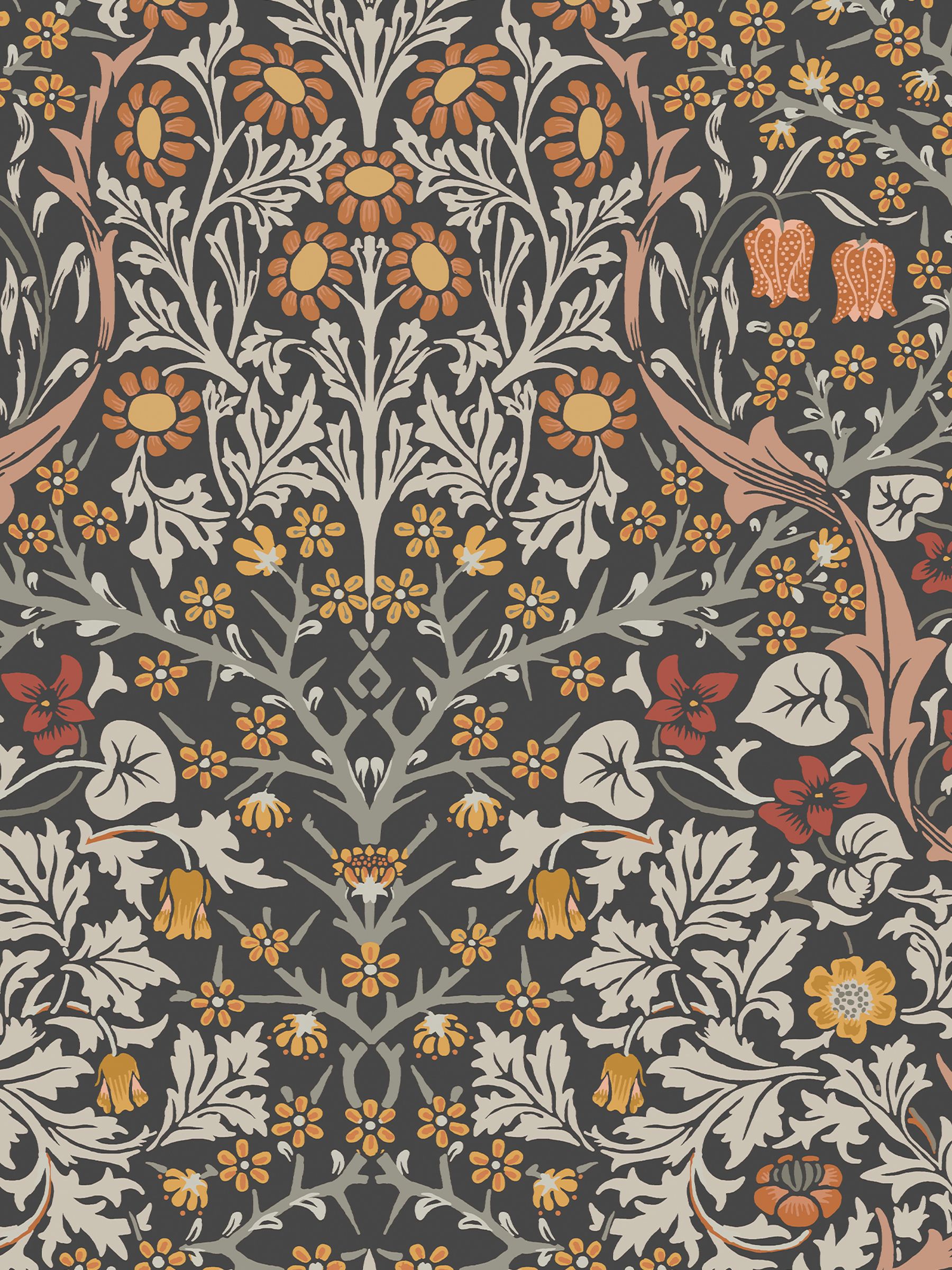William Morris Blackthorn charcoal wallpaper sample A4, imported from the UK