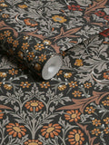 William Morris Blackthorn charcoal wallpaper sample A4, imported from the UK