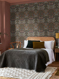 William Morris Blackthorn charcoal wallpaper sample A4, imported from the UK