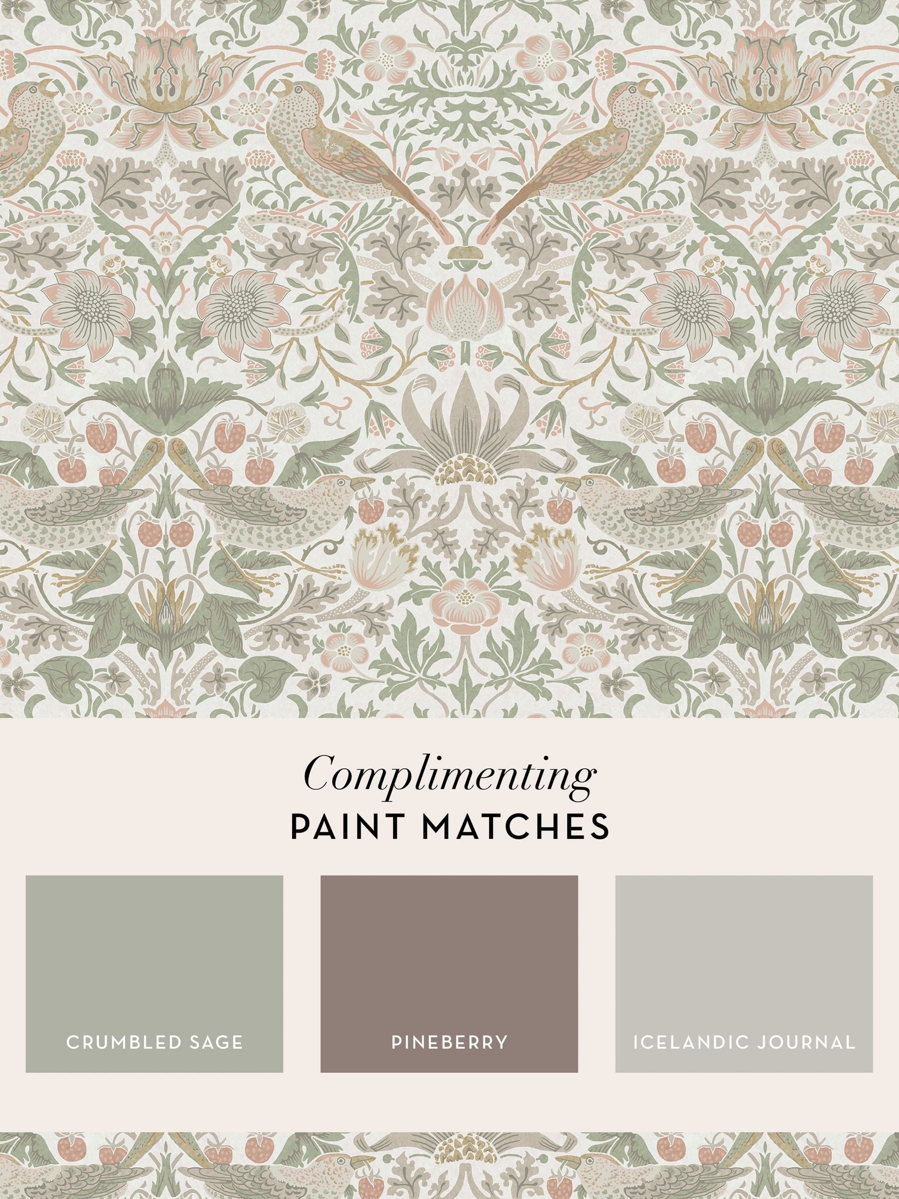 William Morris Strawberry Thief A4 wallpaper sample - British product