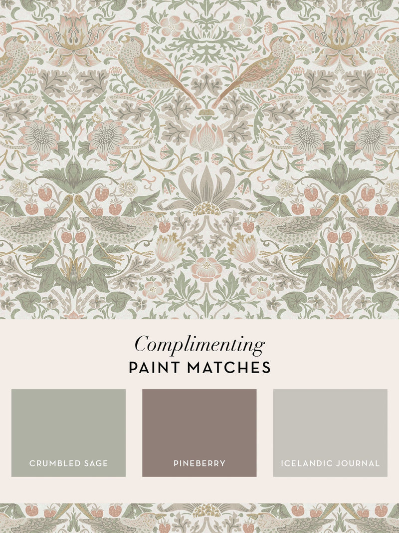 William Morris Strawberry Thief A4 wallpaper sample - British product