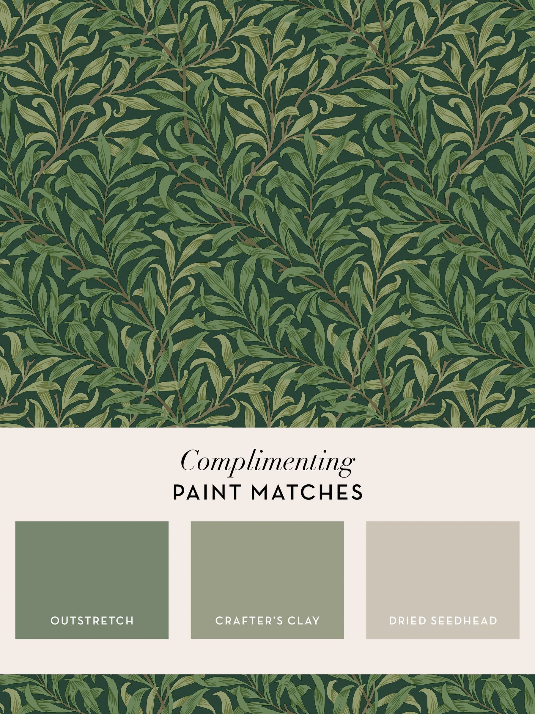 William Morris Willow Bough deep green wallpaper sample - British product