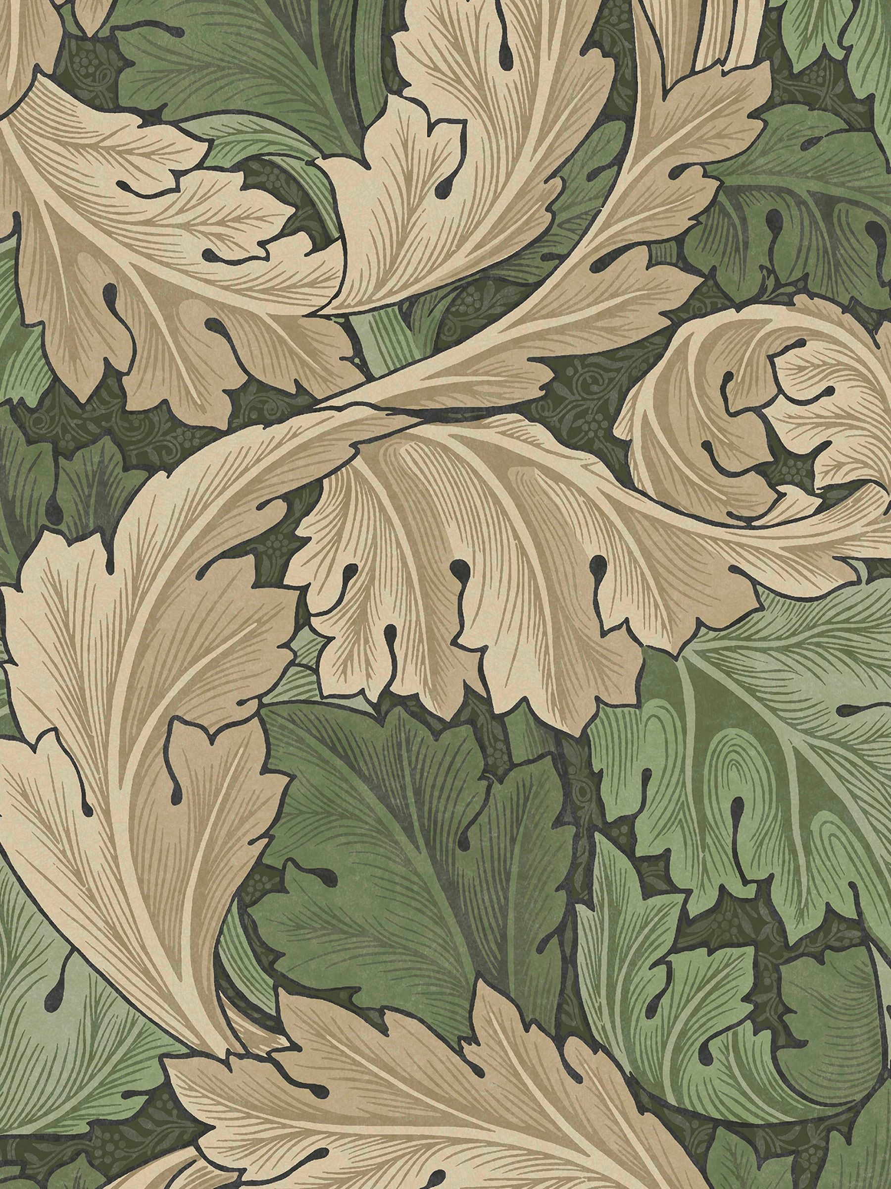 William Morris At Home Green Acanthus A4 wallpaper sample (British brand)