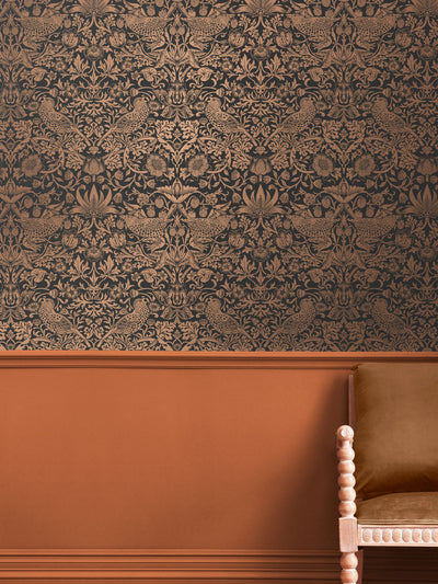 Next William Morris At Home Strawberry Thief Charcoal Fibrous A4 Wallpaper Sample- Buy online at McGrocer