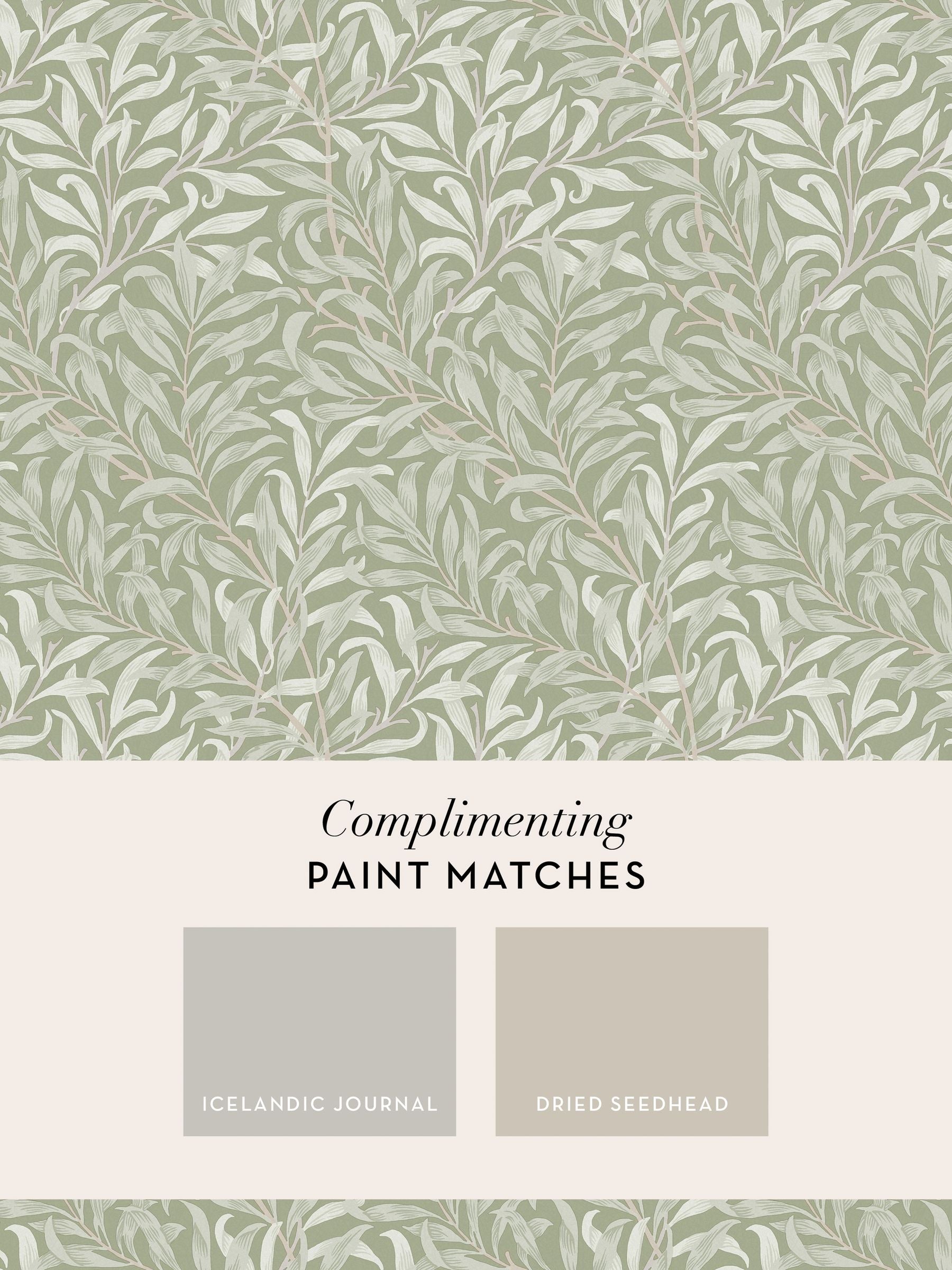 William Morris wallpaper sample Sage Willow Bough A4 (British brand)