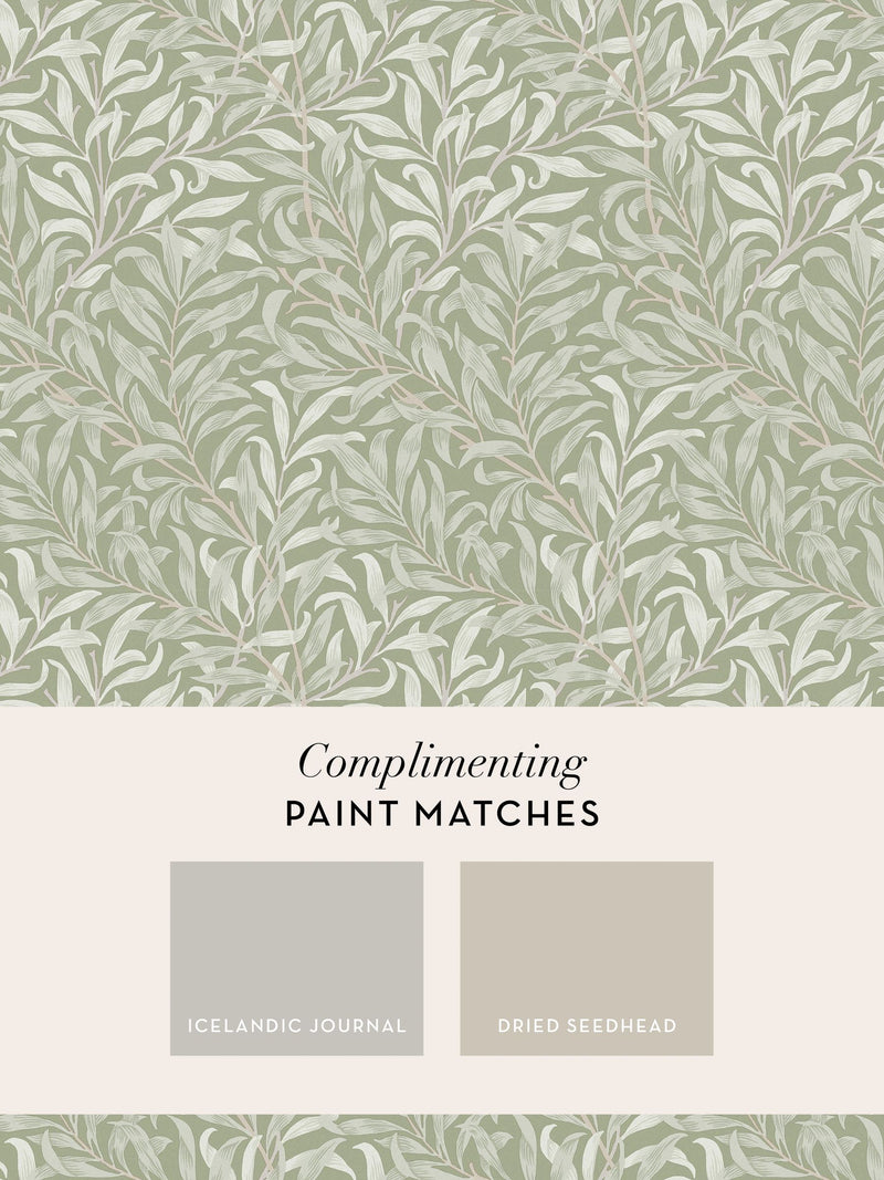 William Morris wallpaper sample Sage Willow Bough A4 (British brand)