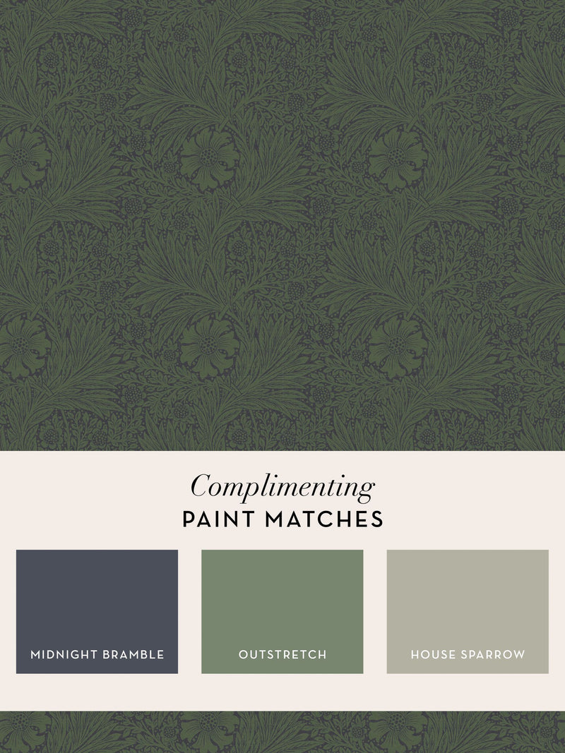 William Morris At Home Green Marigold wallpaper sample A4 - British product