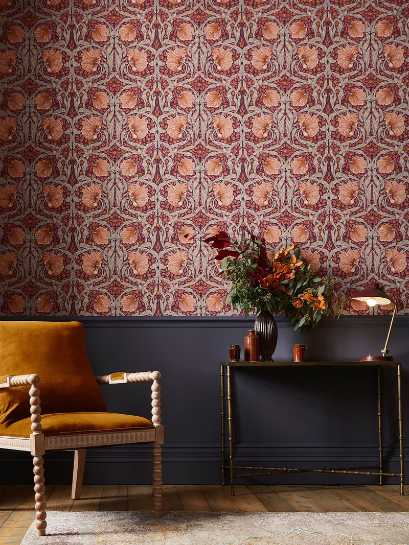 William Morris Plum Pimpernel wallpaper sample A4 - British product