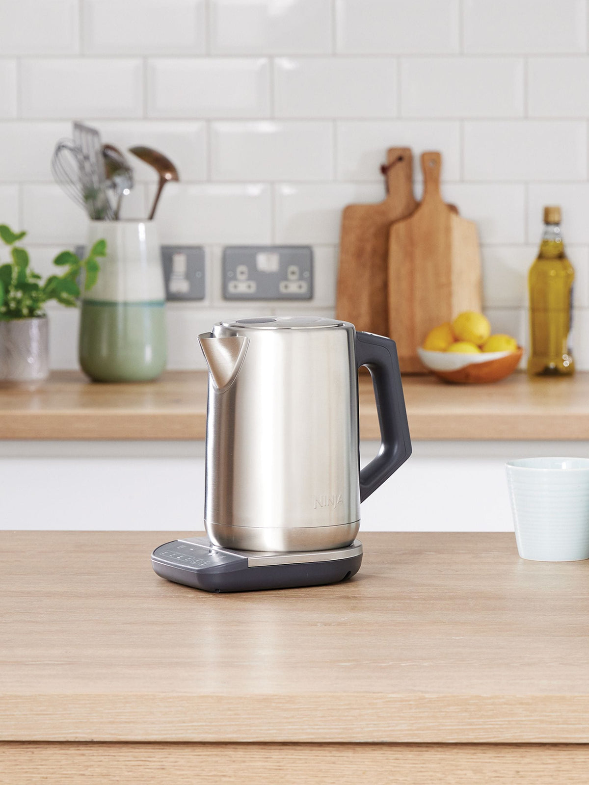 Ninja Silver Perfect Temperature Stainless Steel Kettle 1.7L, imported from the UK