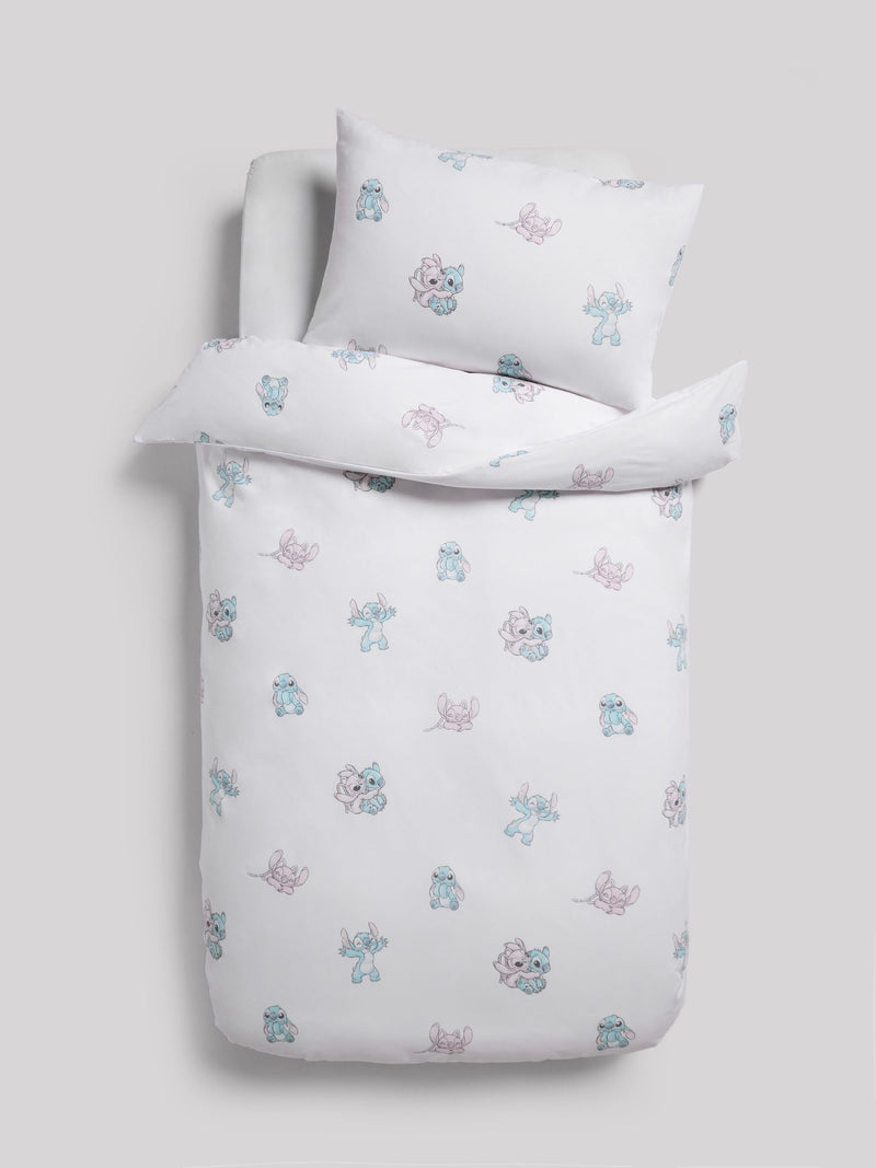 White Disney Lilo and Stitch 100% Cotton Duvet Cover and Pillowcase Set