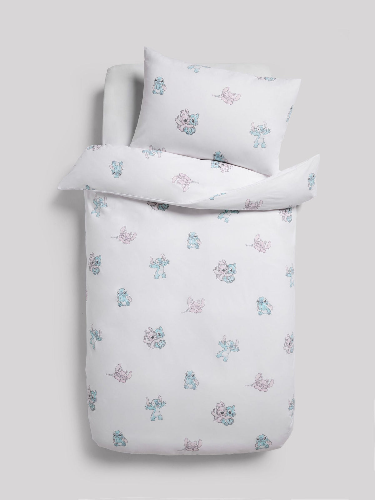 White Disney Lilo and Stitch 100% Cotton Duvet Cover and Pillowcase Set