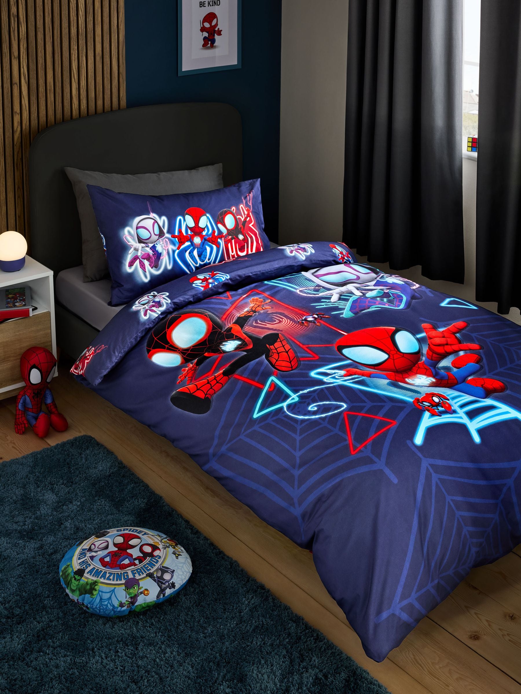 Blue Spidey and Friends duvet cover and pillowcase set Single - British product