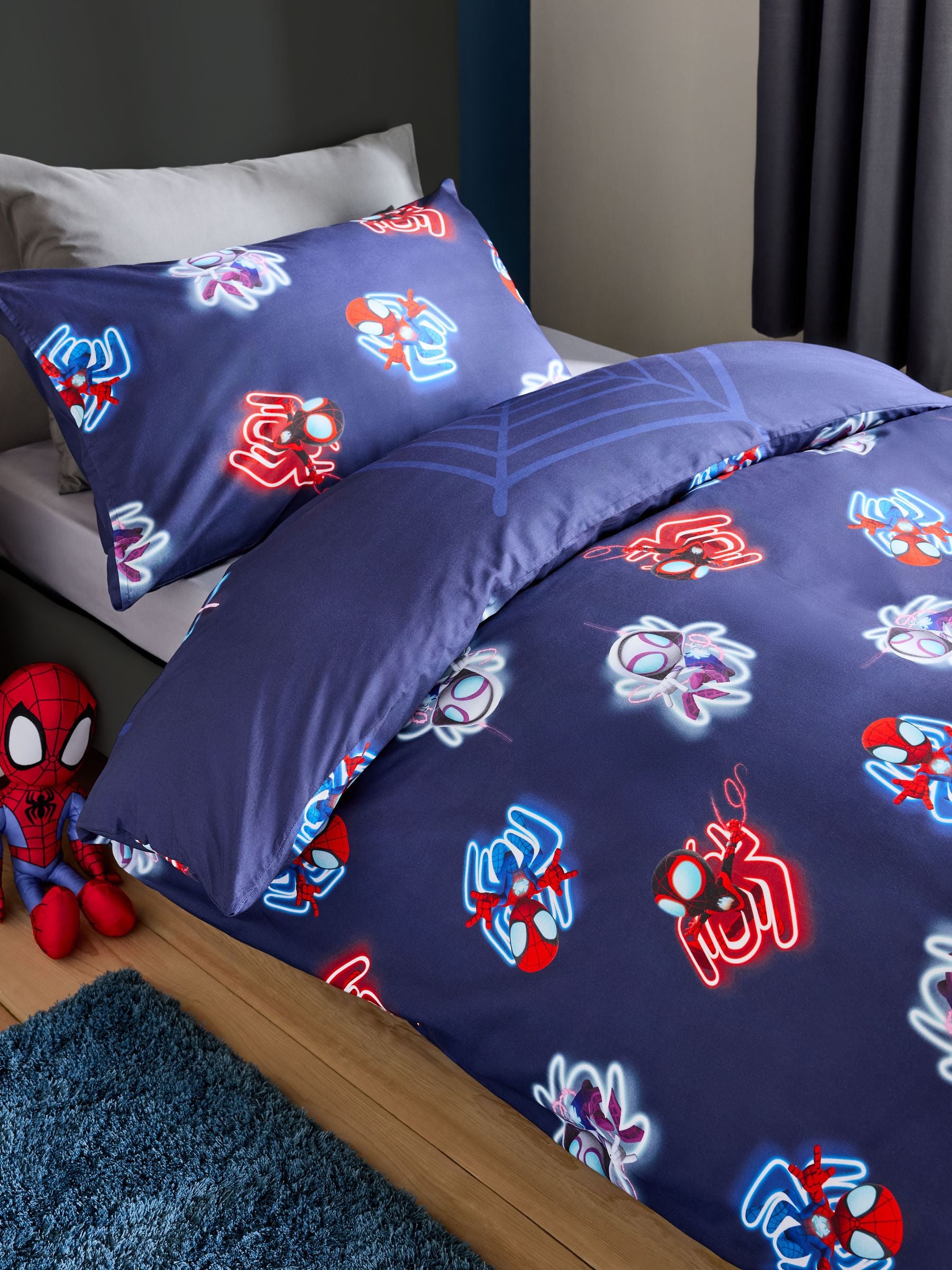 Blue Spidey and Friends duvet cover and pillowcase set Single - British product
