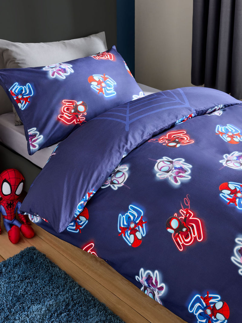 Blue Spidey and Friends duvet cover and pillowcase set Single - British product