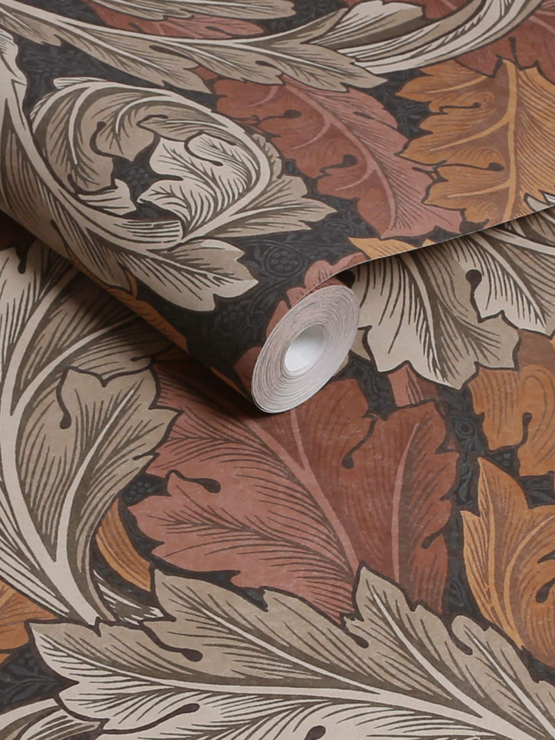 William Morris Acanthus wallpaper burnt orange 10m, imported from the UK