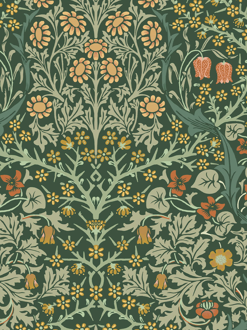 William Morris wallpaper deep green blackthorn 10m - British product