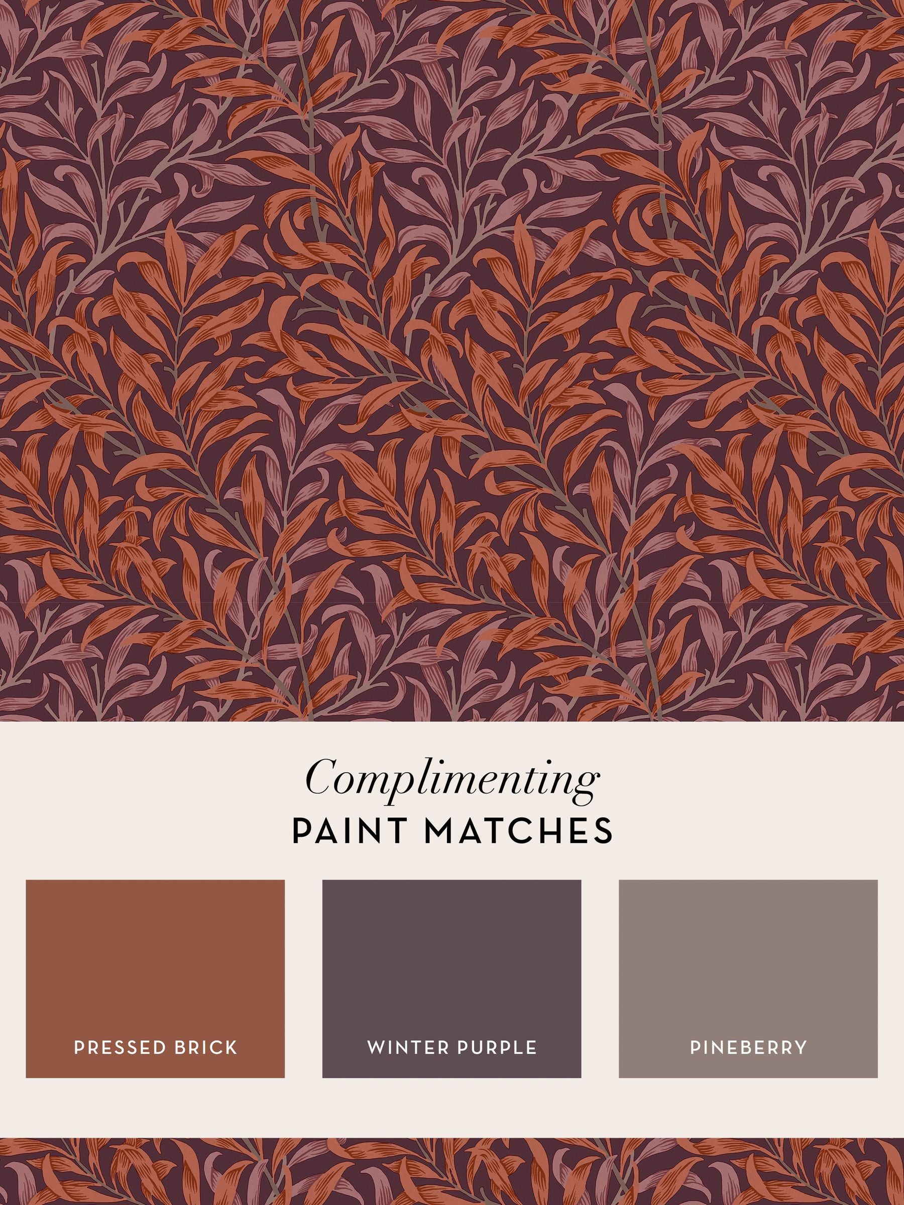 William Morris Plum Willow Bough wallpaper 10m, imported from the UK