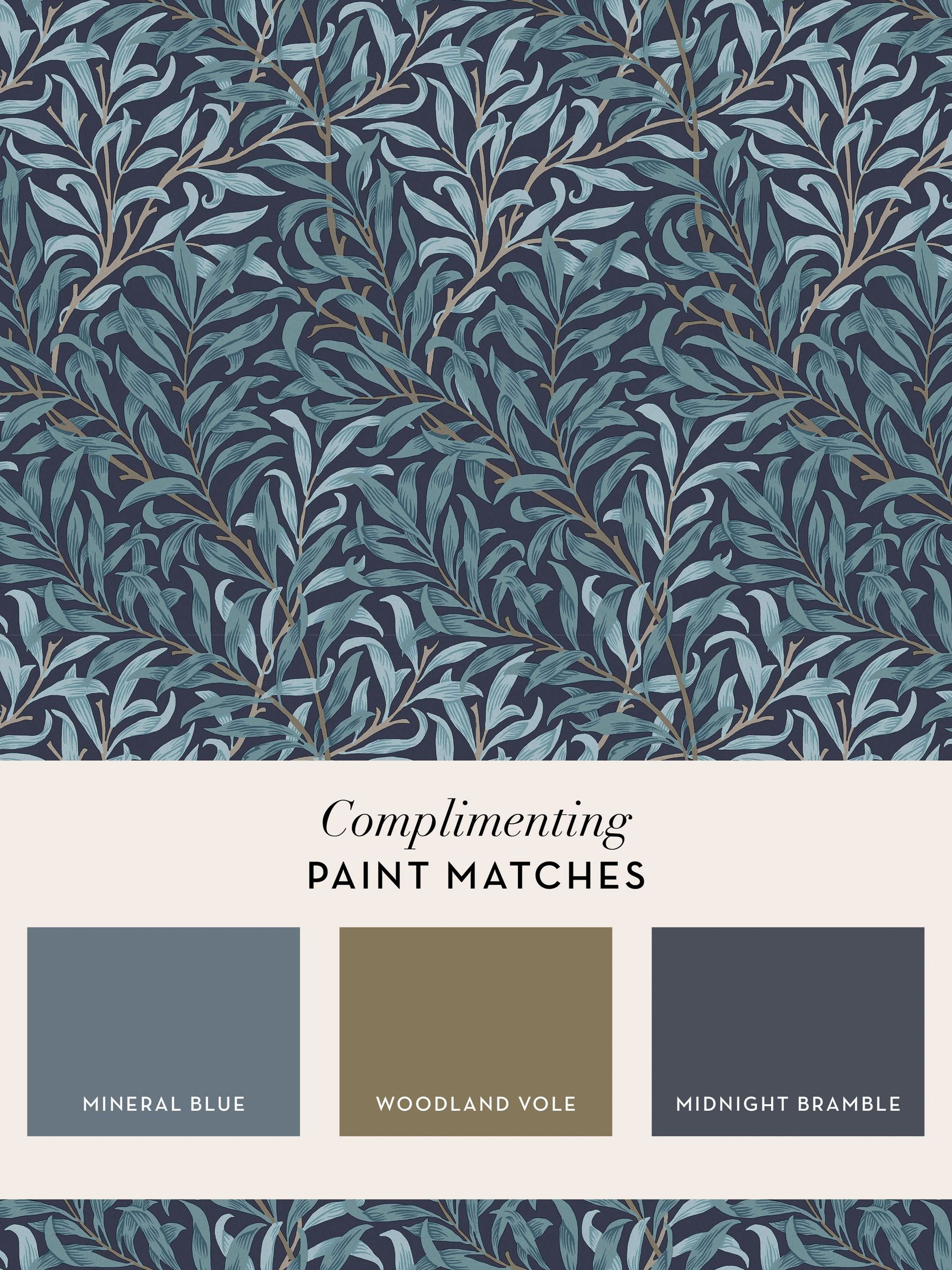 William Morris Willow Bough Deep Blues wallpaper 10m roll, UK version