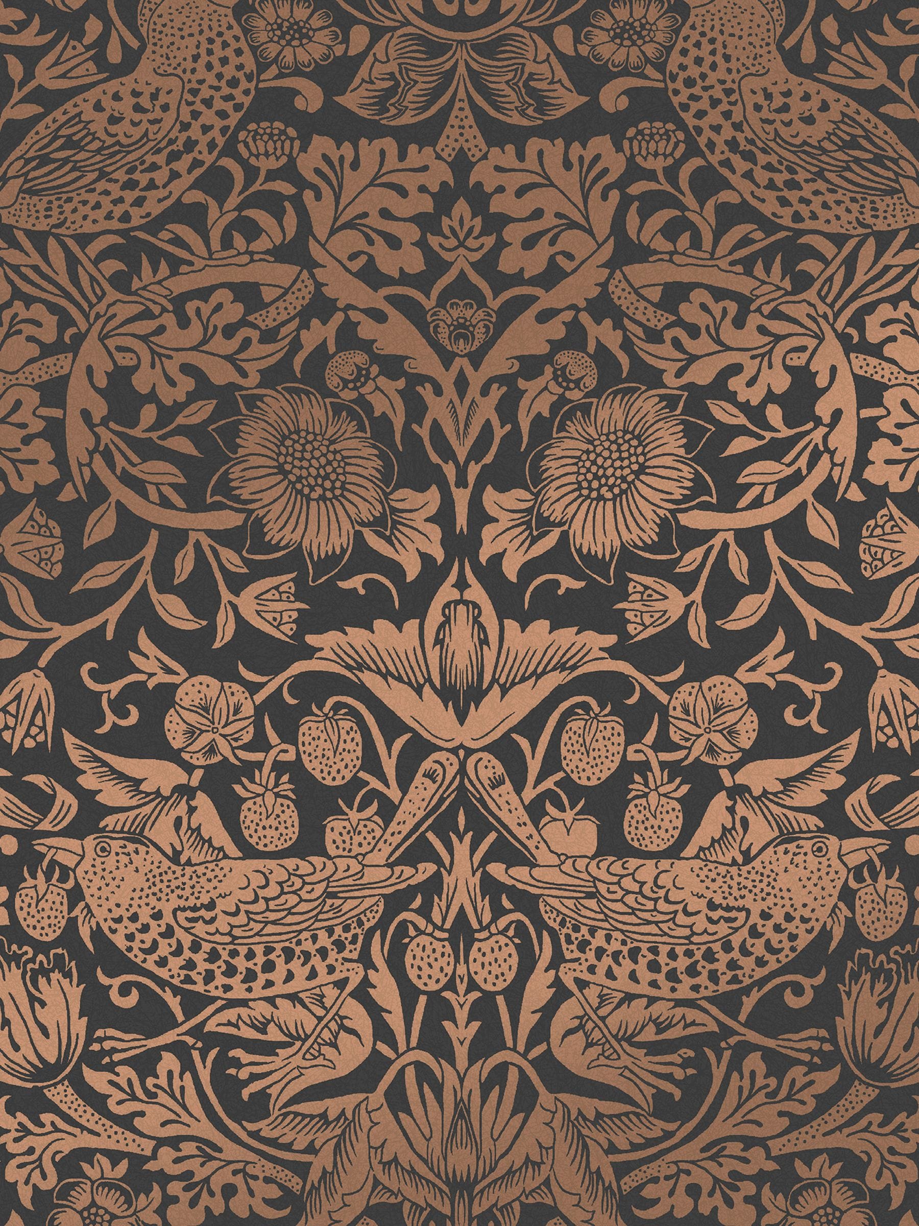 William Morris Strawberry Thief charcoal fibrous wallpaper 10m x 52cm (British brand)