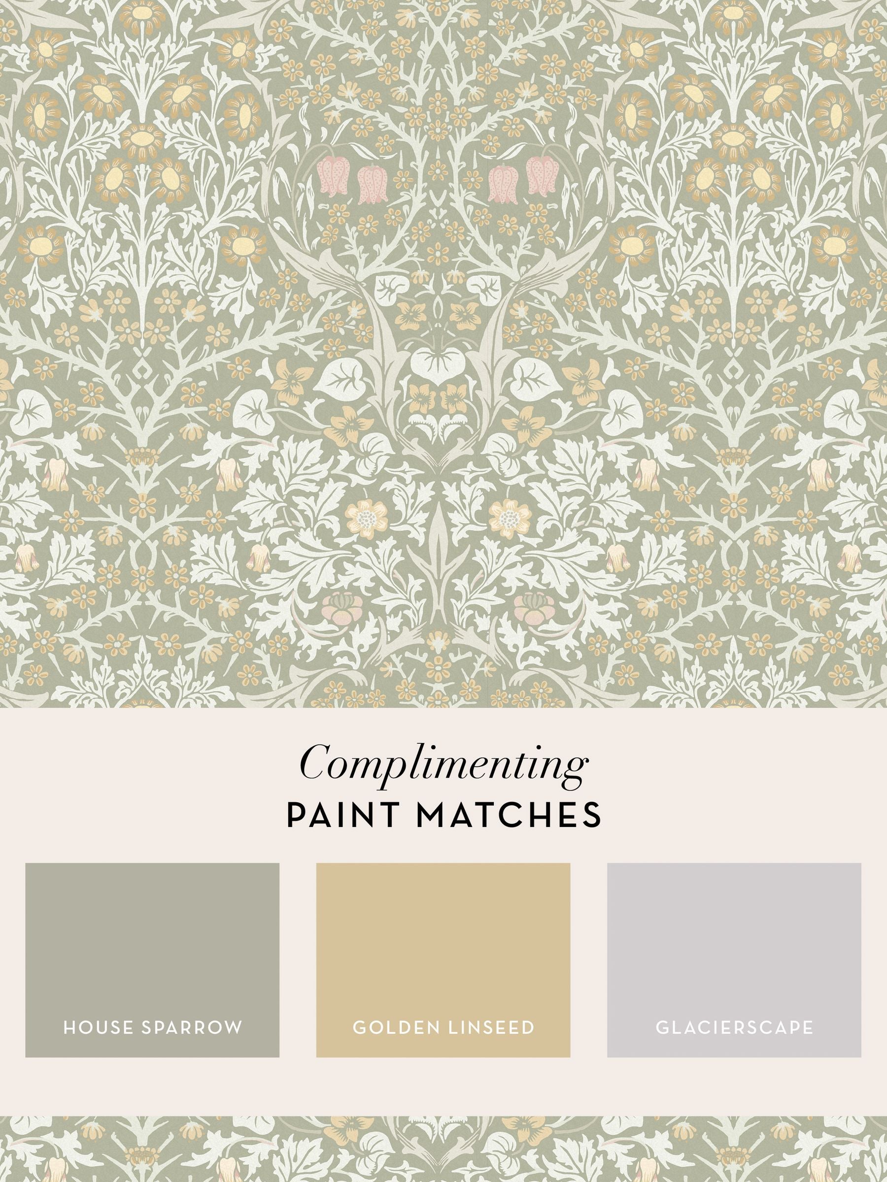 William Morris At Home Sage Blackthorn wallpaper 10m - British product