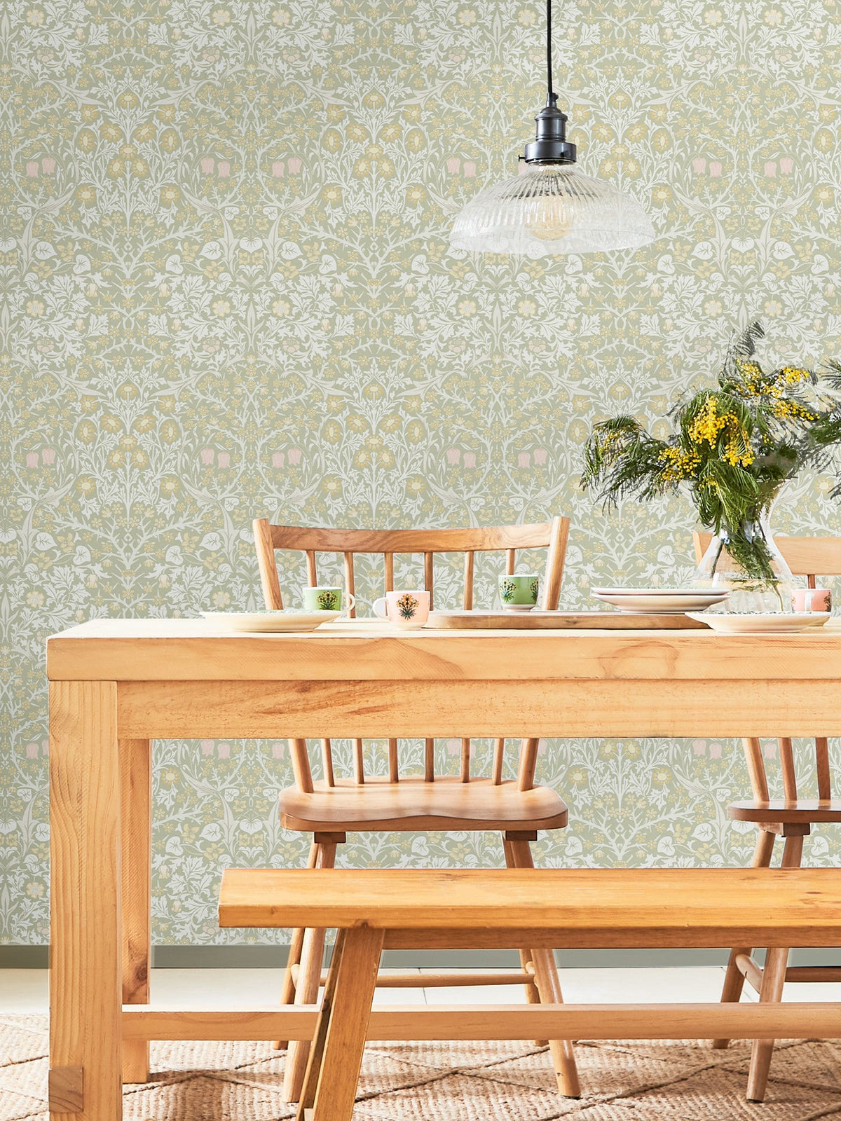 William Morris At Home Sage Blackthorn wallpaper 10m - British product