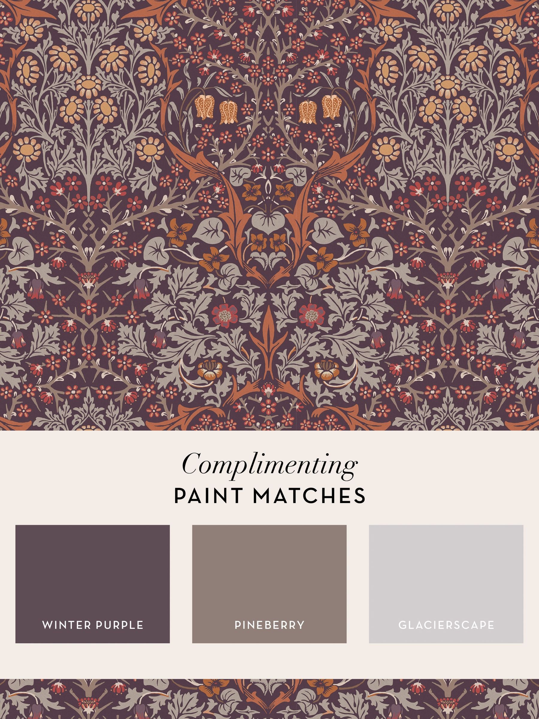 William Morris Blackthorn wallpaper 10m, imported from the UK