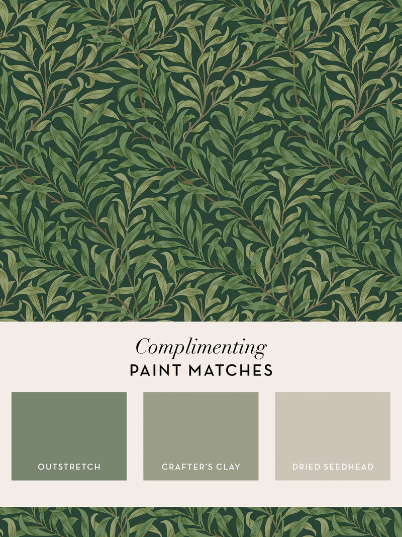 William Morris Willow Bough deep green wallpaper 10m - British product