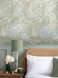 William Morris Acanthus wallpaper Sage Duck Egg 10M, imported from the UK