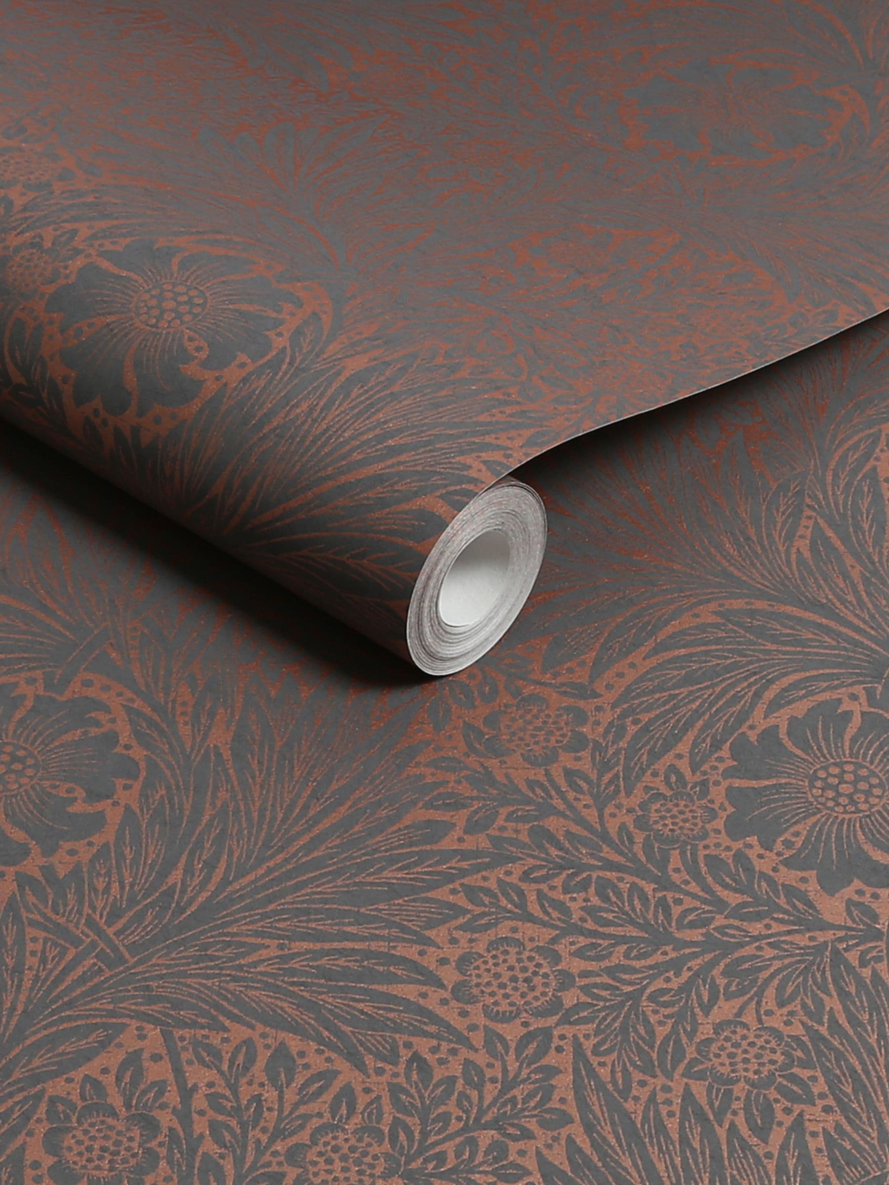 William Morris At Home wallpaper charcoal marigold 10m - British product
