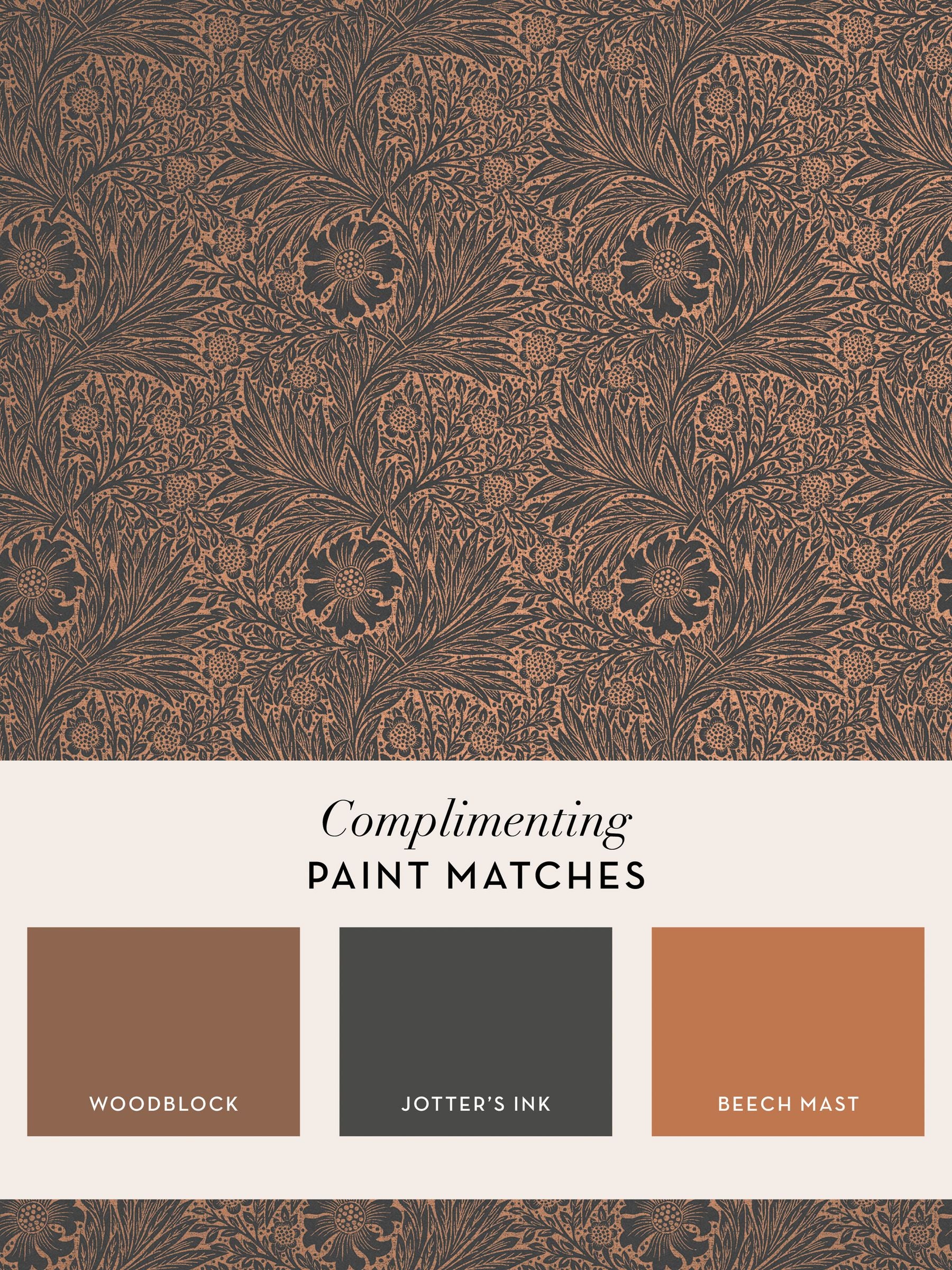 William Morris At Home wallpaper charcoal marigold 10m - British product