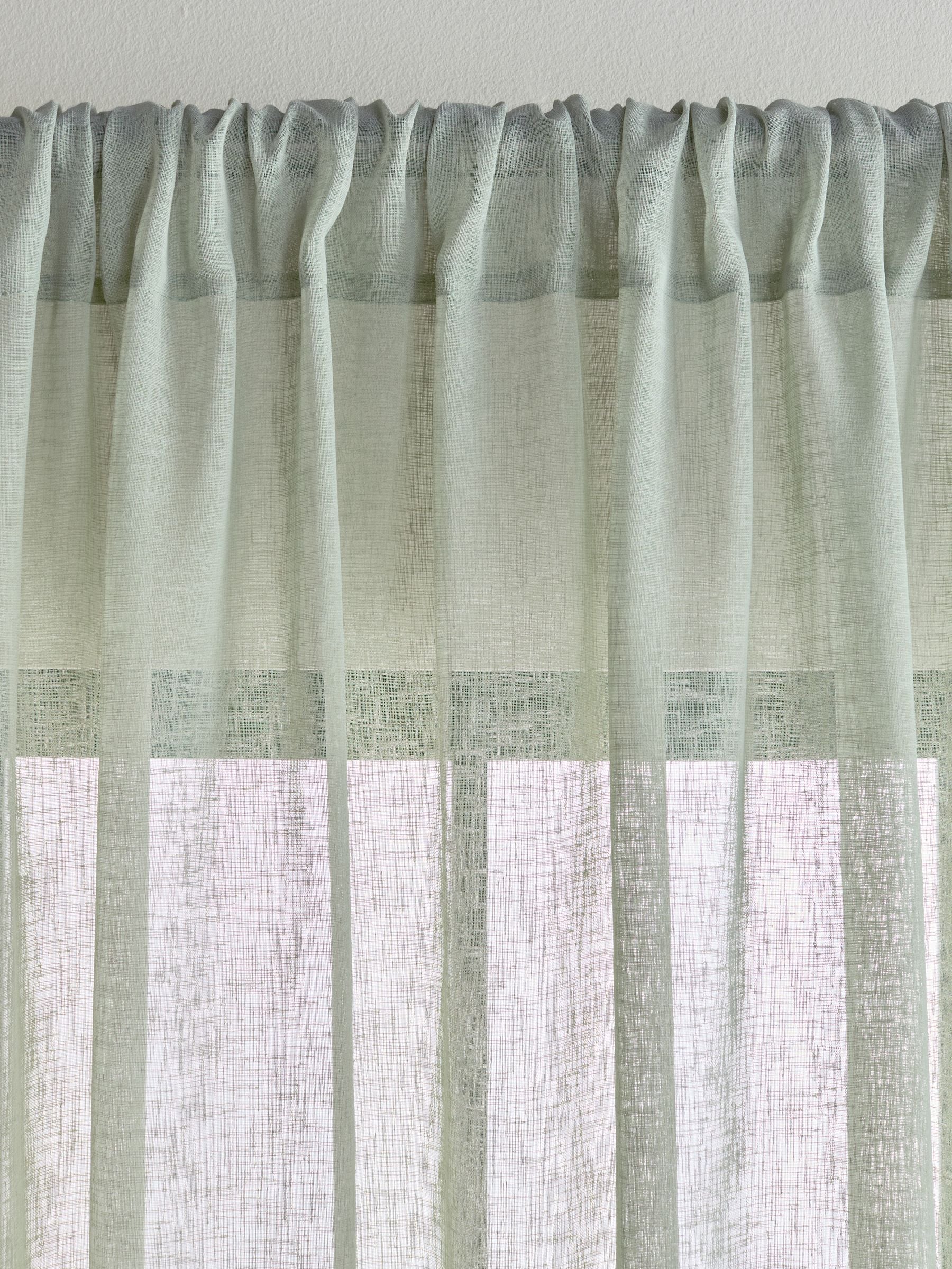 Sage green linen look voile sheer panel curtain (British brand)