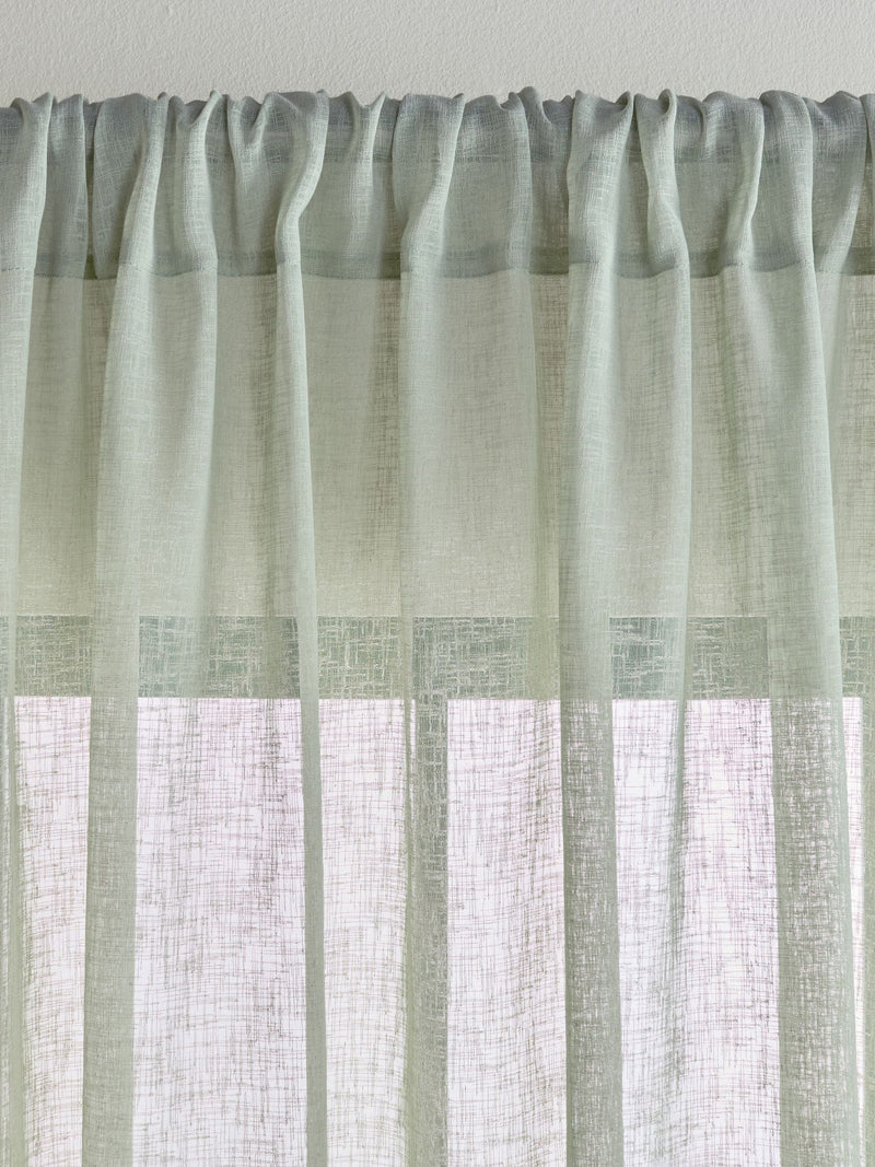 Sage green linen look voile sheer panel curtain (British brand)