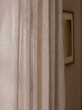 Natural linen look voile curtain panel with hidden tab top, UK version
