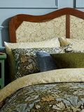 William Morris olive Strawberry Thief embossed cushion 50cm - British product