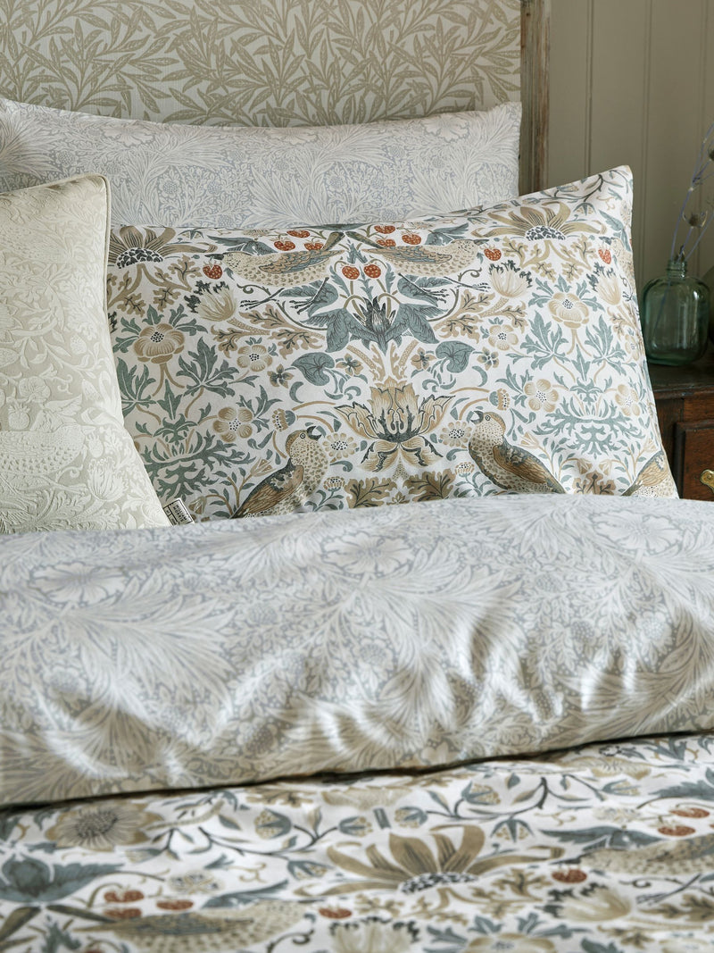 William Morris At Home Strawberry Thief Nettle Green Pillowcases Set of 2