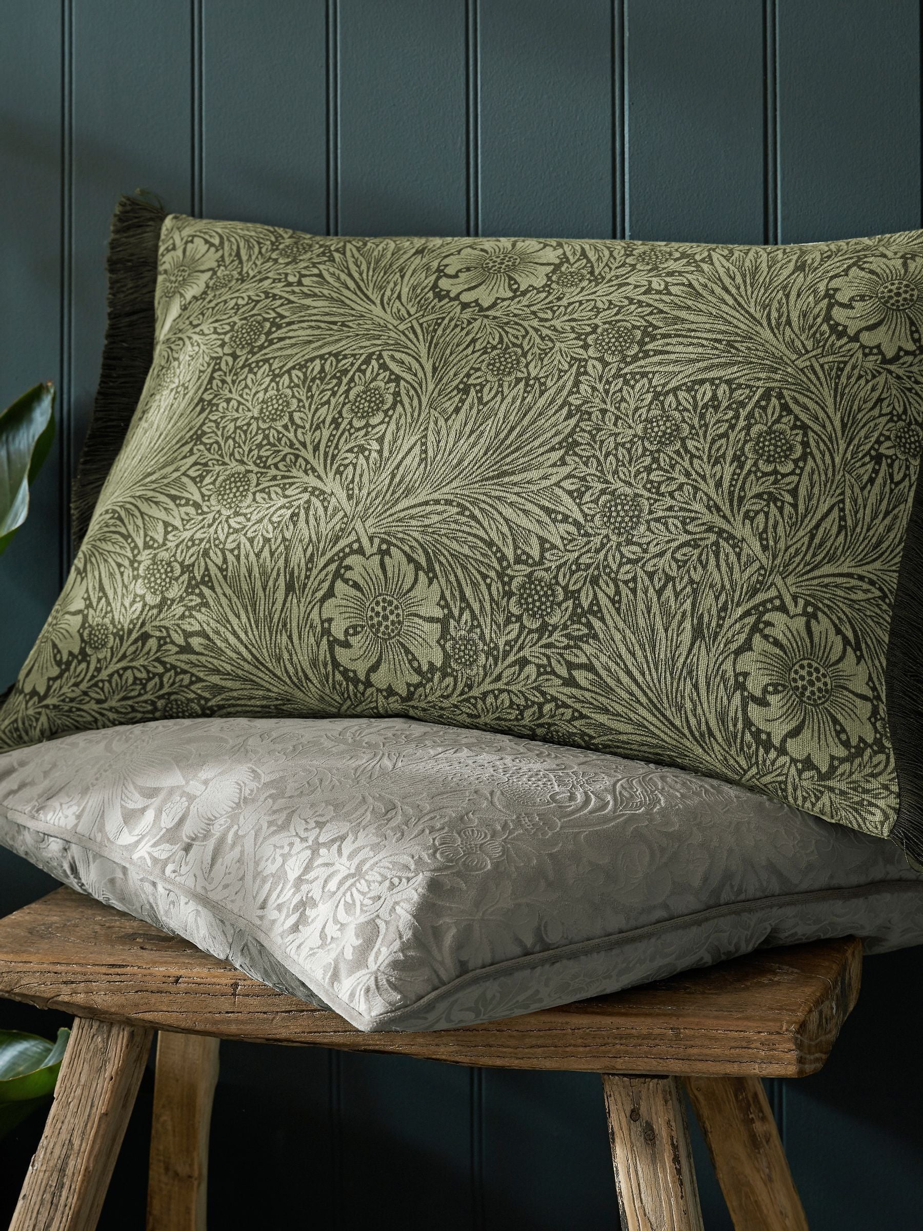 William Morris At Home olive marigold cushion 40x60cm, imported from the UK