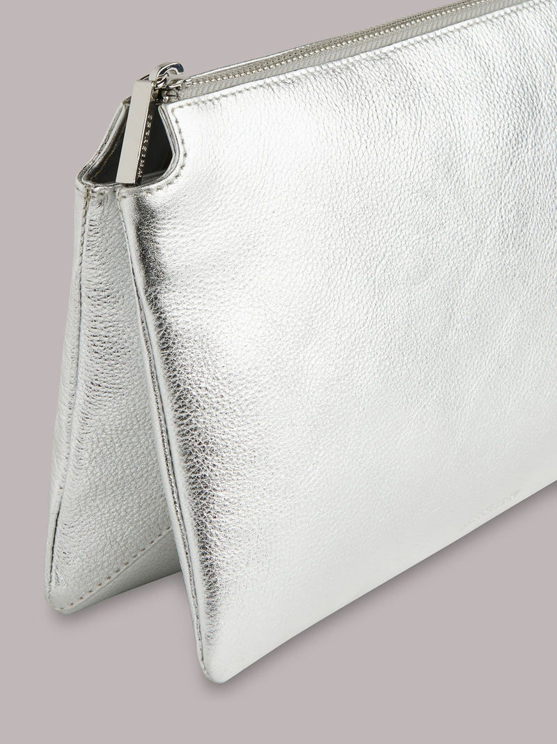 Whistles silver Elita double pouch clutch bag, imported from the UK