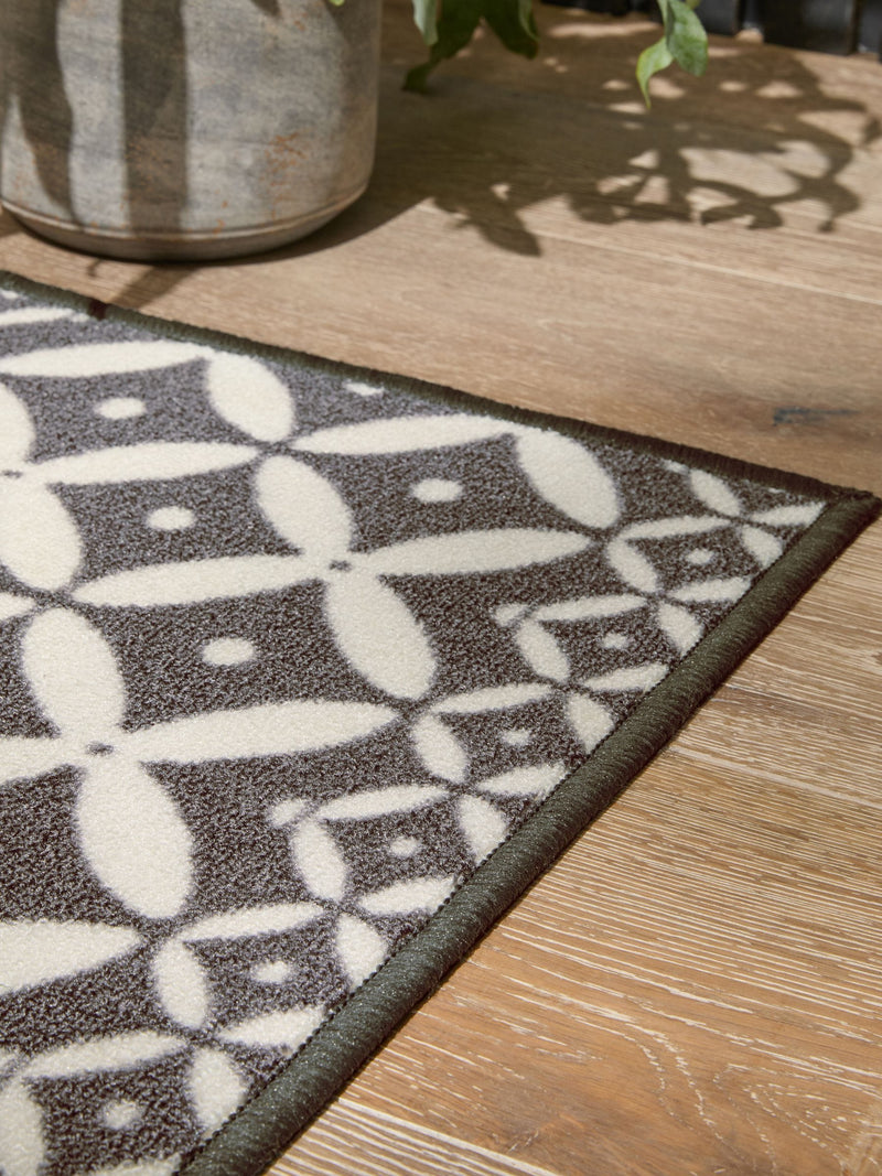 Grey washable tile doormat recycled nylon - British product