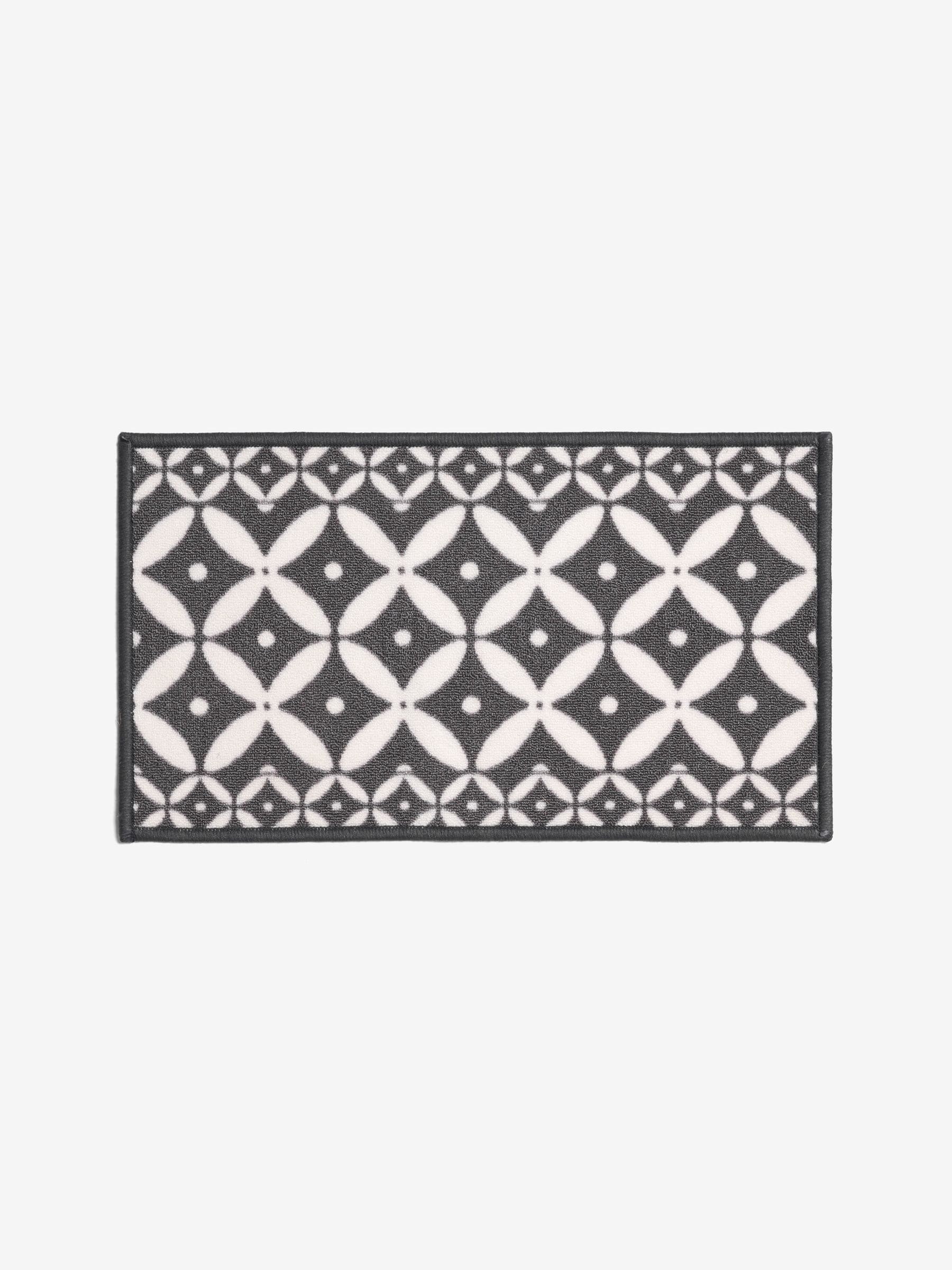 Grey washable tile doormat recycled nylon - British product