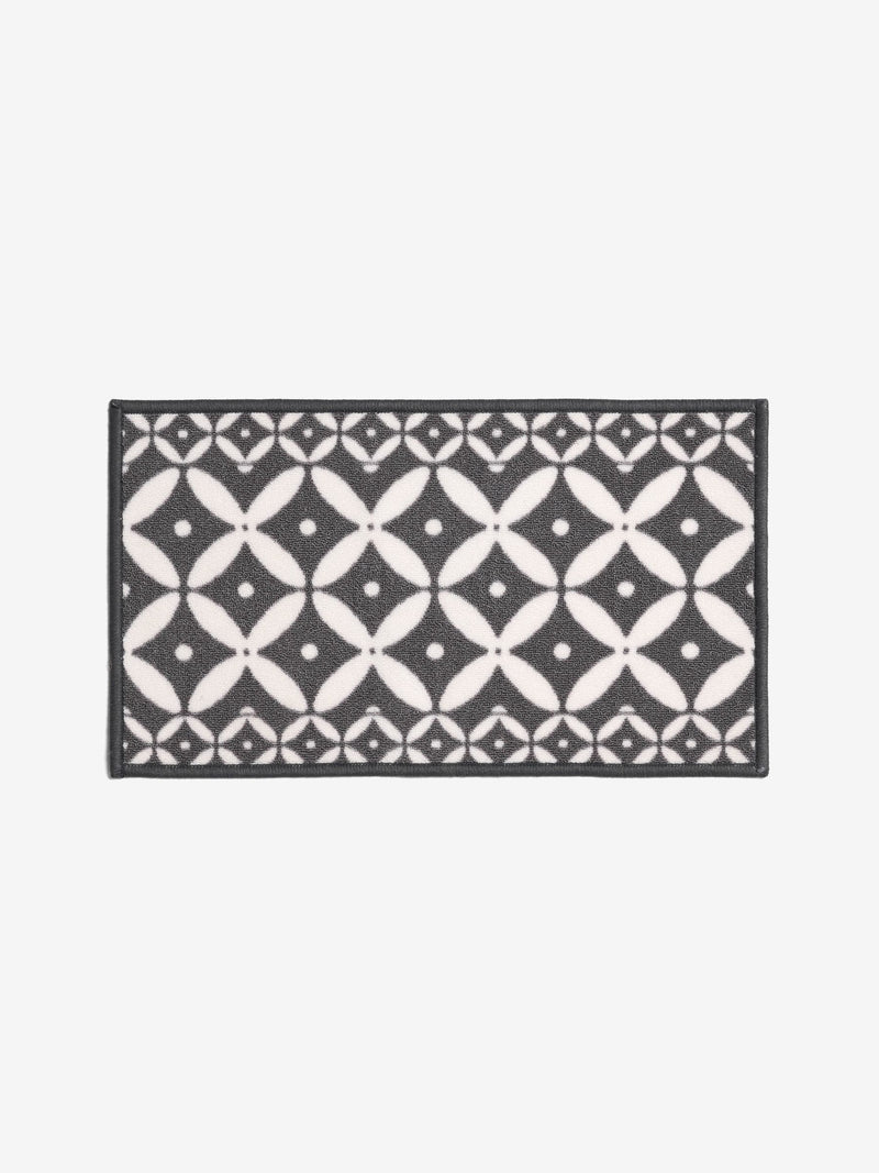 Grey washable tile doormat recycled nylon - British product